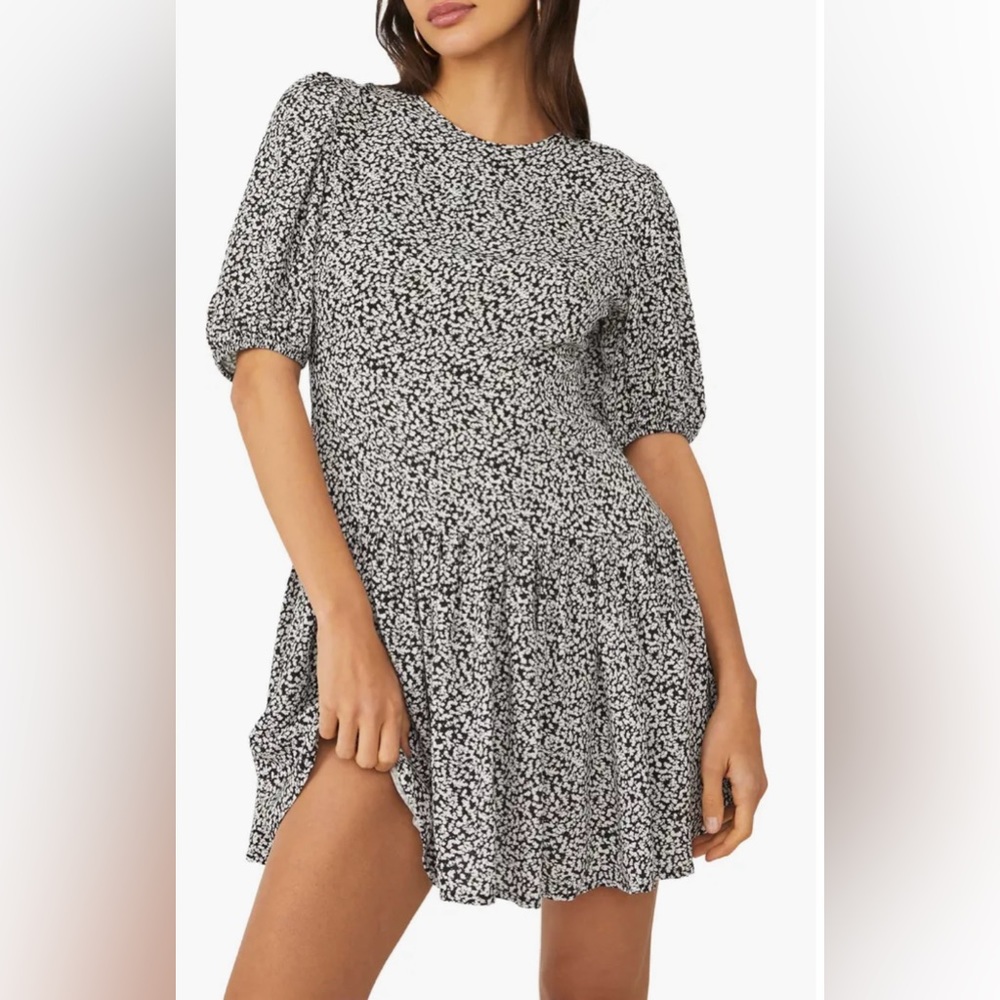 Free People Dancing in the Dark Minidress in Black and White Medium